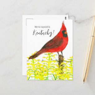 Moving Announcement Kentucky Cardinal Goldenrod Postcard