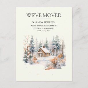 Moving Announcement Log Cabin Snow Postcard