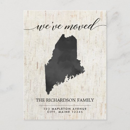 Moving announcement Maine state rustic Invitation Postcard