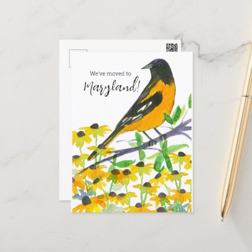 Moving Announcement Maryland Baltimore Oriole Postcard