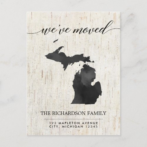 Moving announcement Michigan state rustic Invitation Postcard