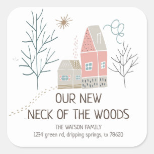 Moving Announcement Neck of The Woods Sticker