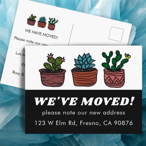 MOVING ANNOUNCEMENT NEW ADDRESS Cute Cacti Postcard