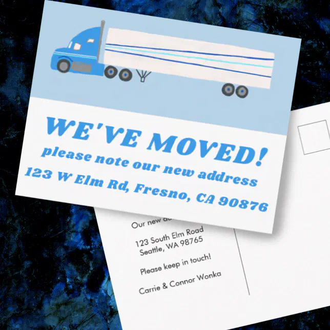 Address Relocation MOVING ANNOUNCEMENT NEW ADDRESS Cute Truck Fun Postcard | Zazzle