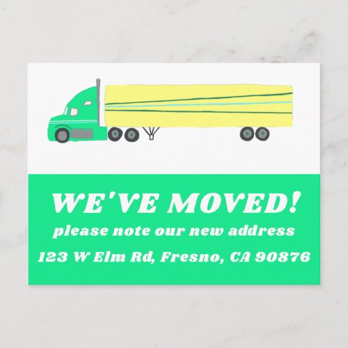 MOVING ANNOUNCEMENT NEW ADDRESS Cute Truck Fun Postcard