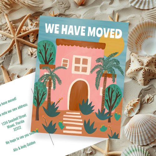 Moving Announcement New Address Pink House CUSTOM Postcard