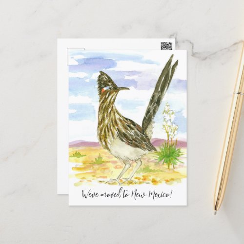 Moving Announcement New Mexico Roadrunner Yucca Postcard