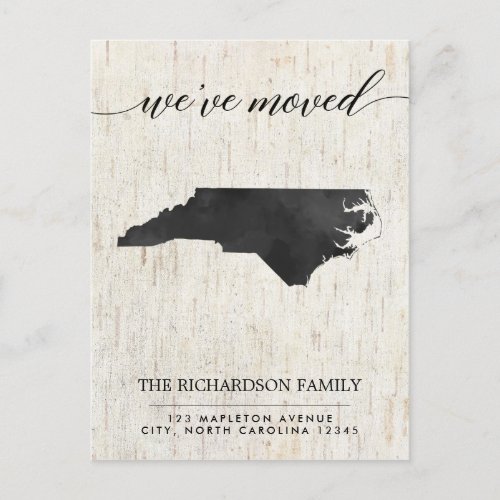 Moving announcement North Carolina state rustic Invitation Postcard