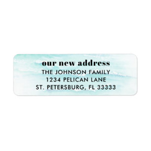 Moving Announcement Ocean Waves Return Address Label
