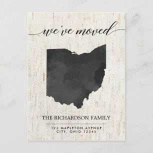 Moving announcement, Ohio state rustic Invitation Postcard