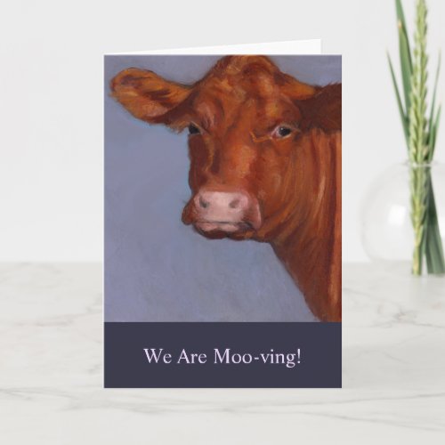 Moving Announcement Painting of Cow Moo_ving Announcement