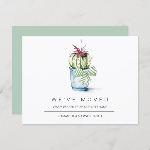 Moving Announcement Postcards Watercolor Cactus