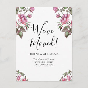 Moving Announcement Purple Watercolor Flowers Postcard