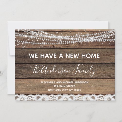 Moving Announcement Rustic Farmhouse Wood