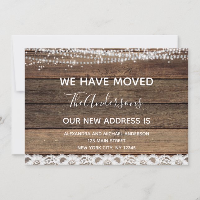 Moving Announcement Rustic Farmhouse Wood (Front)