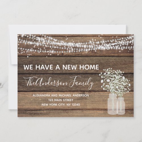 Moving Announcement Rustic Farmhouse Wood