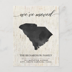 Moving announcement, South Carolina state rustic Invitation Postcard