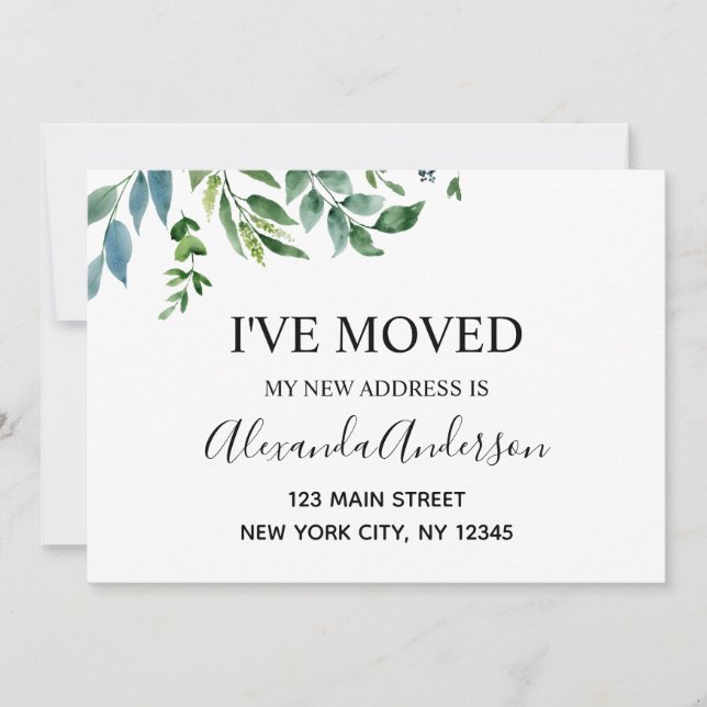 Moving Announcement Spring Greenery (Front)