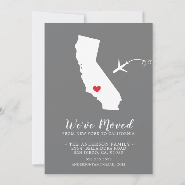 Moving Announcement | State California (Front)