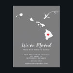 Moving Announcement State HAWAII  Post Card<br><div class="desc">Moving Announcement | State HAWAII Modern moving announcement featuring the state of HAWAII, with a red heart & airplane set on a gray background. The background color can be changed easily by clicking personalize and then click to customize further to view our color picker. From there you can also move...</div>
