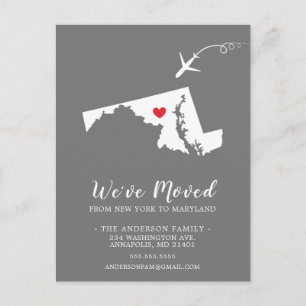 Moving Announcement State MARYLAND Post Card