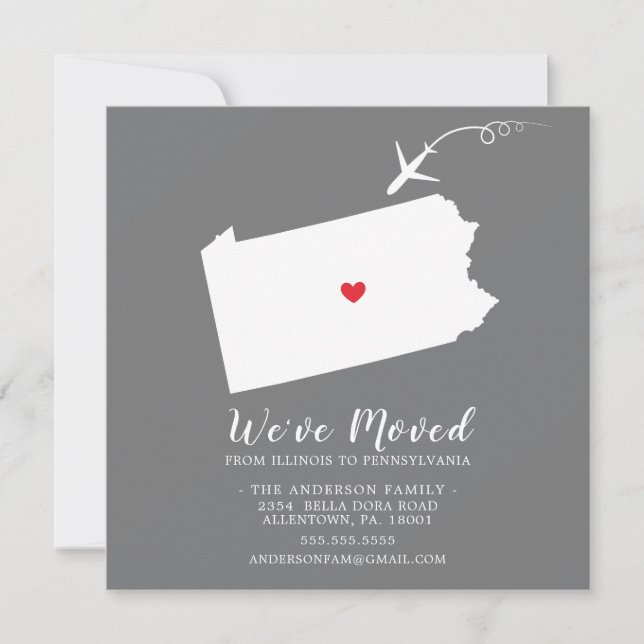 Moving Announcement | State PENNSYLVANIA (Front)