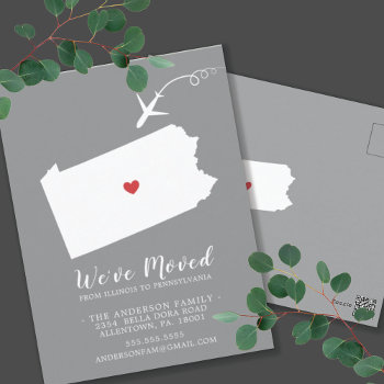 Moving Announcement State Pennsylvania Post Card by invitationstop at Zazzle