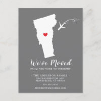 Moving Announcement State VERMONT Post Card