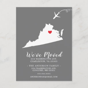 Moving Announcement State VIRGINIA Post Card