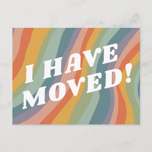 MOVING ANNOUNCEMENT Stripes Retro Muted Rainbow Postcard