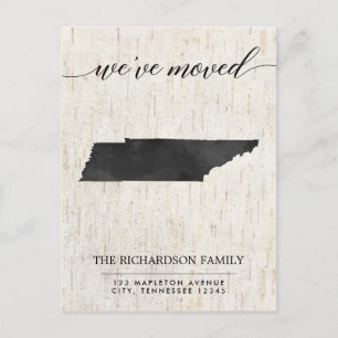 Moving announcement, Tennessee state rustic Invitation Postcard