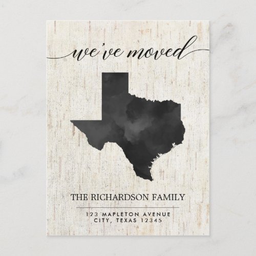 Moving announcement Texas state rustic Invitation Postcard