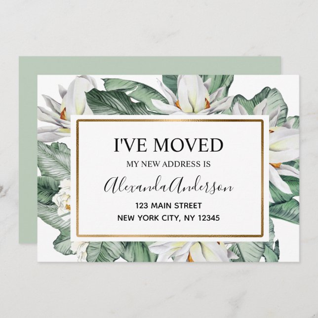 Moving Announcement Tropical Floral (Front/Back)