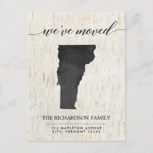 Moving announcement, Vermont state rustic Invitation Postcard