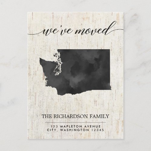 Moving announcement Washington state rustic Invitation Postcard