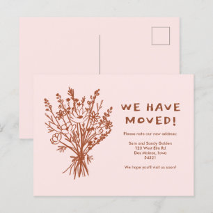 MOVING ANNOUNCEMENT Wildflower Bouquet Cute Doodle Postcard