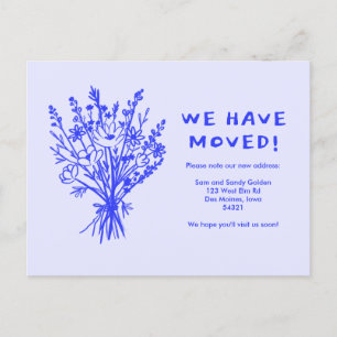 MOVING ANNOUNCEMENT Wildflower Bouquet Cute Doodle Postcard