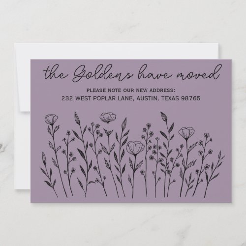 MOVING ANNOUNCEMENT Wildflowers Simple Custom