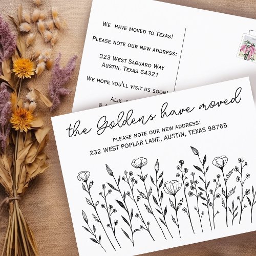 MOVING ANNOUNCEMENT Wildflowers Simple Custom Postcard