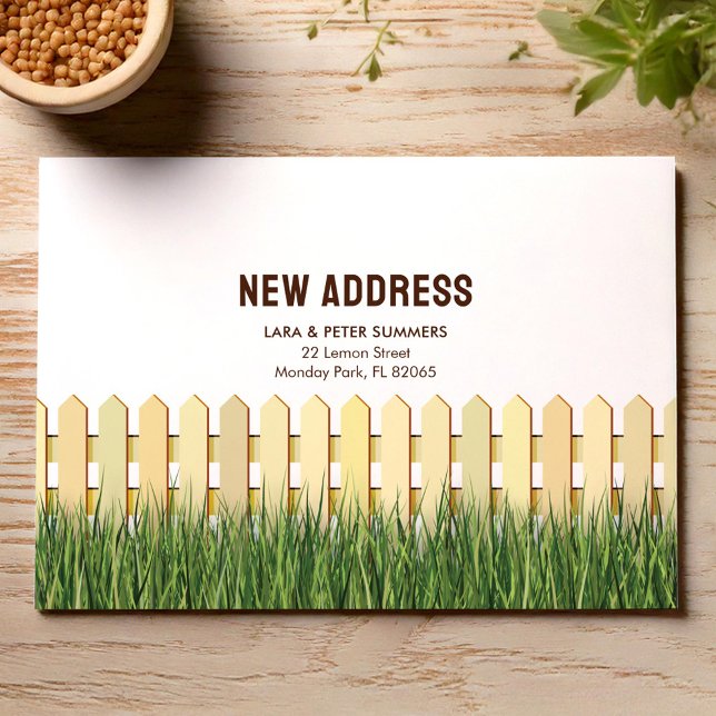 Moving Announcement with picket fence and garden (Creator Uploaded)