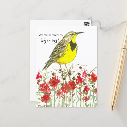 Moving Announcement Wyoming Meadowlark Paintbrush  Postcard