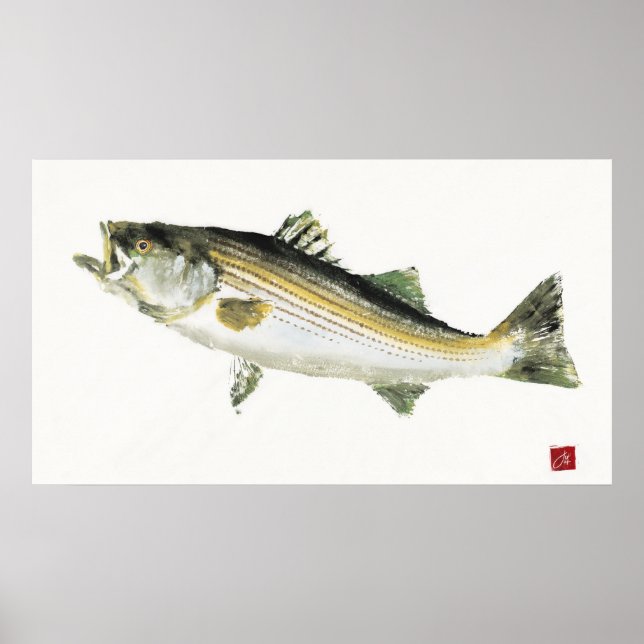 Moving Bass Gyotaku Poster (Front)
