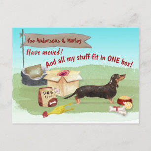 Moving Black Dachshund Dog Toys Our New Home       Postcard