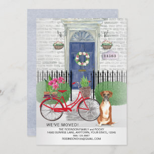 Moving Boxer Dog Bicycle Door New Home Announcement
