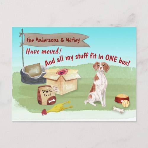 Moving Brittany Spaniel Dog Our New Home       Postcard