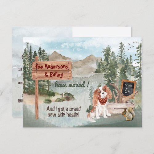 Moving Cavalier King Charles Woods New Address   Announcement Postcard