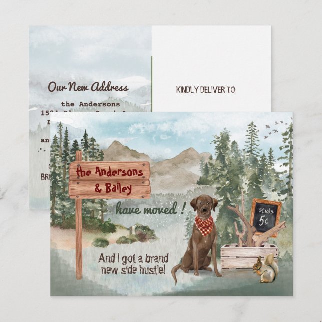 Moving Chocolate Labrador Retriever New Address   Announcement Postcard (Front/Back)
