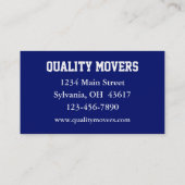 Moving Company, Business Card (Back)