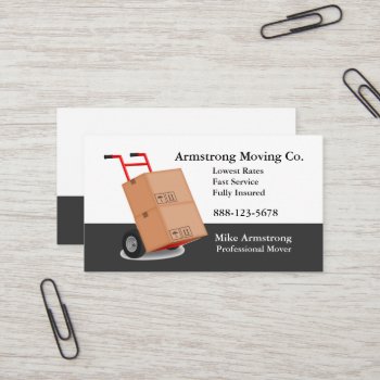 Moving Company Mover Dolly Cart Business Card by BusinessDesignsShop at Zazzle