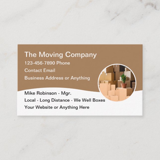 Moving Company Simple Modern Business Cards (Front)